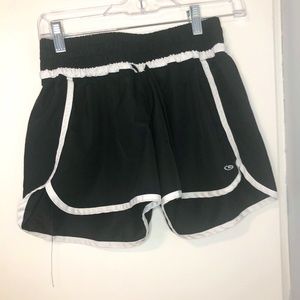 Black and white champion shorts